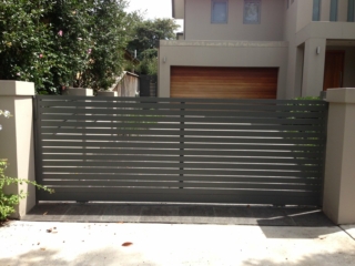 Automatic sliding driveway gates slats Sydney